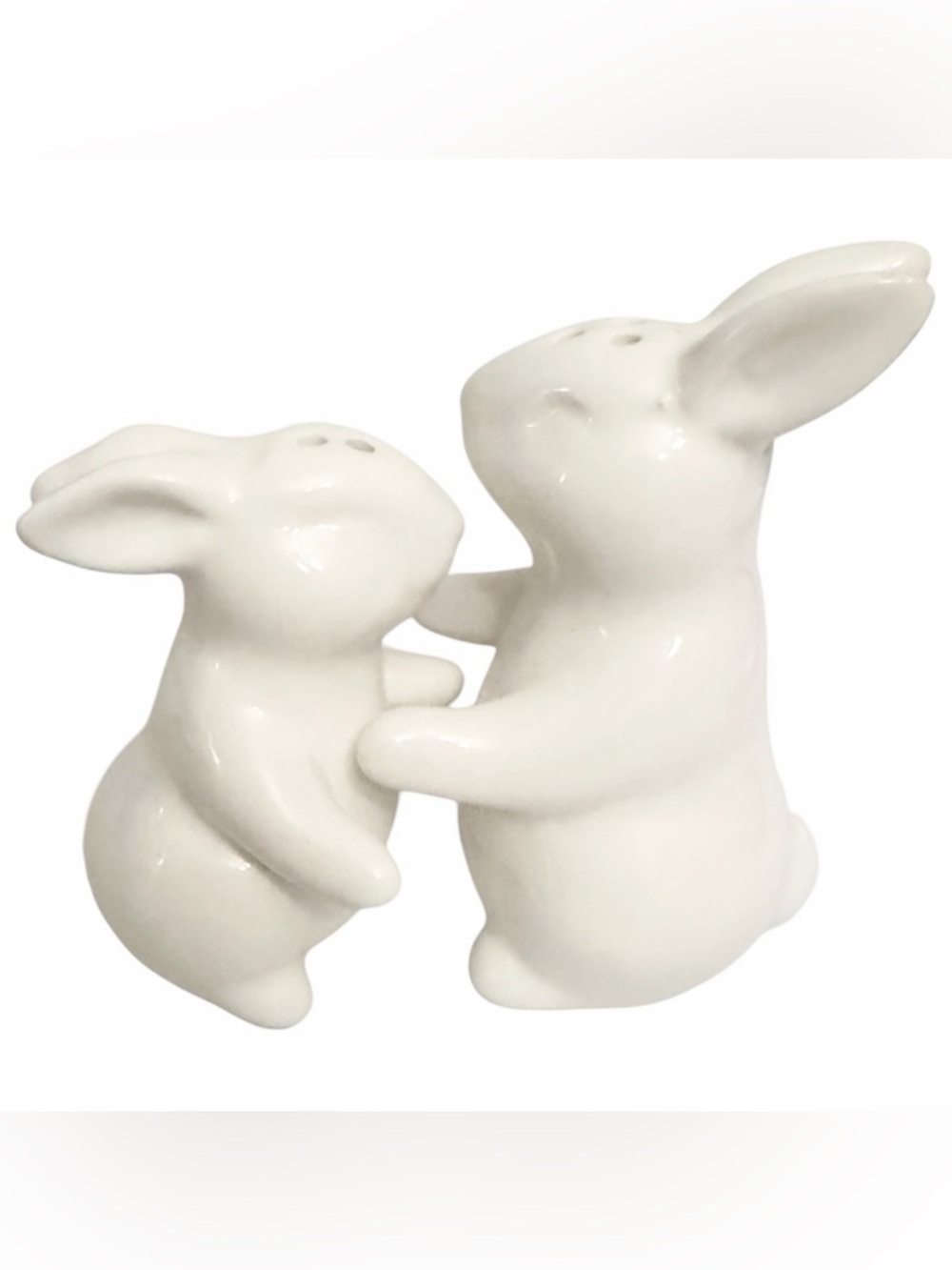 Festive Voice Salt & Pepper Shakers Bunny Rabbit White Ceramic Easter